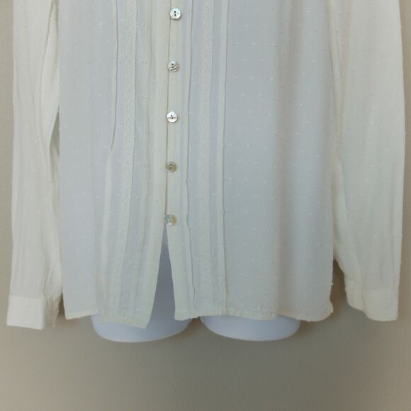 J Jill Swiss Dot Cream Long Sleeve Top Size Small - Picture 5 of 9
